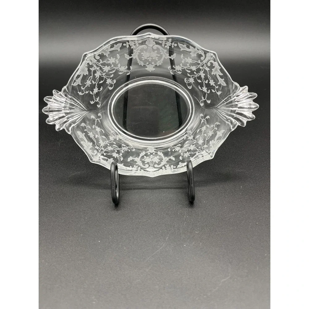 Fostoria Baroque Shape Sauce Bowl Meadow Rose Crystal